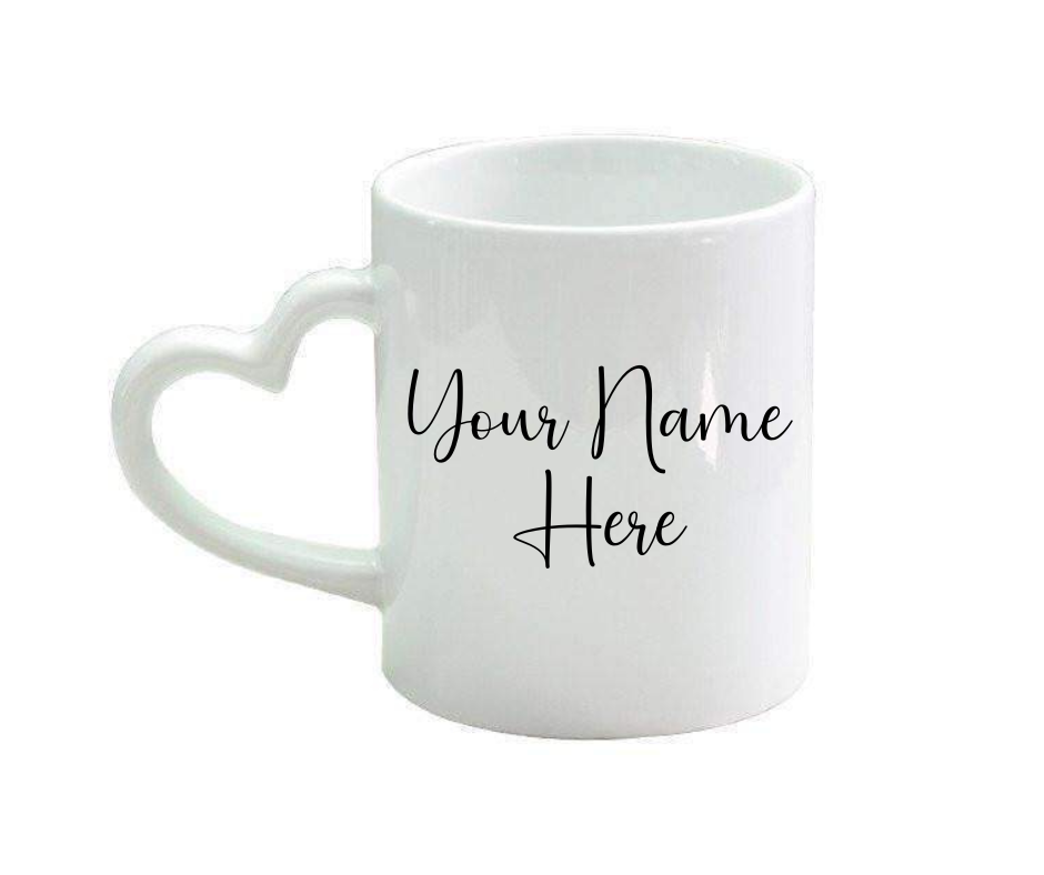 Personalised heart handle mug