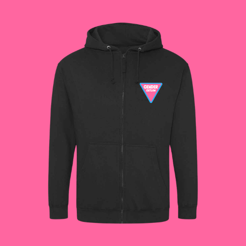 Gender Outlaw zipped hoodie - pink and blue