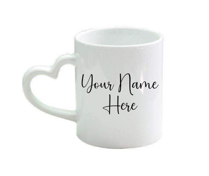 Personalised heart handle mug